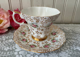 Vintage Royal Albert Chintz Pink Rose and Gold Flowers Teacup
