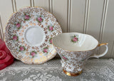 Vintage Royal Albert Chintz Pink Rose and Gold Flowers Teacup