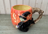 Vintage 1987 Fitz and Floyd Halloween Witch and Pumpkin Mug