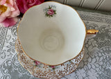 Vintage Royal Albert Chintz Pink Rose and Gold Flowers Teacup