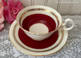Vintage Deep Red and Gold Teacup by Aynsley