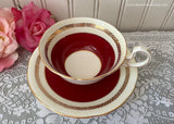 Vintage Deep Red and Gold Teacup by Aynsley