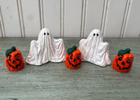 Vintage Halloween Ghost and Jack-o-Lantern Figurines Set of 5