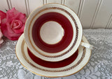 Vintage Deep Red and Gold Teacup by Aynsley