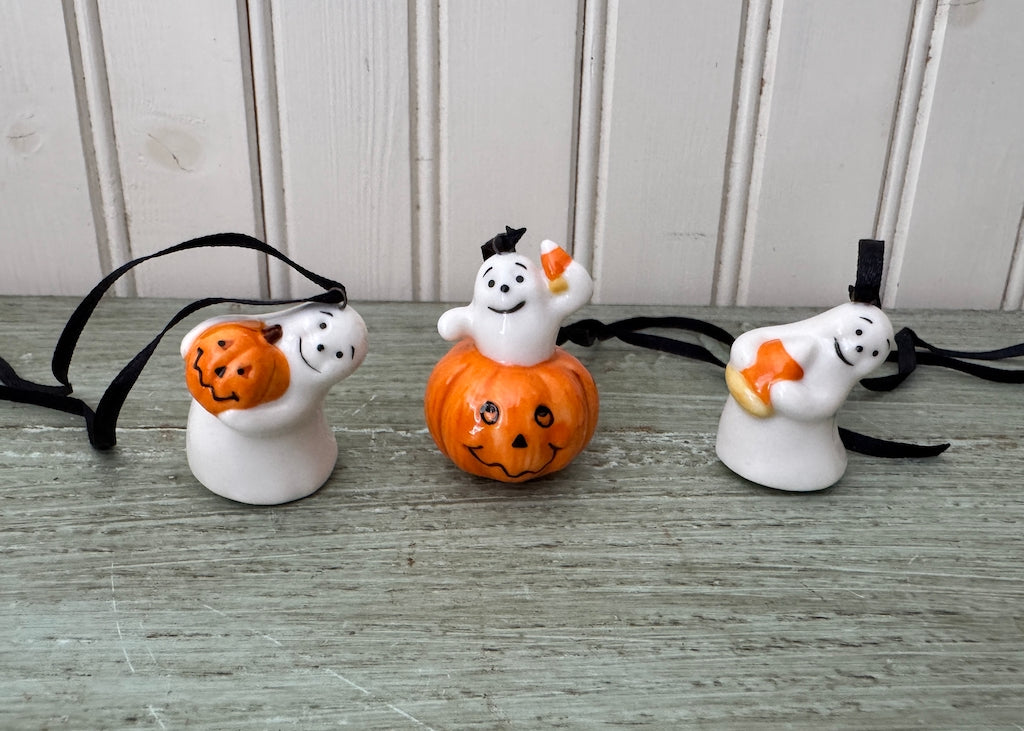 Longaberger Happy Halloween Ghost Tie-On Set of 3 MIB