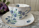 Vintage Shelley Blue Bachelor Button Floral Teacup and Saucer