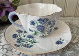 Vintage Shelley Blue Bachelor Button Floral Teacup and Saucer