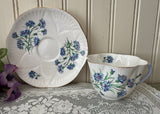 Vintage Shelley Blue Bachelor Button Floral Teacup and Saucer
