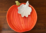 Vintage Fitz and Floyd Halloween Ghost Pumpkin Chip and Dip Bowl