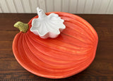 Vintage Fitz and Floyd Halloween Ghost Pumpkin Chip and Dip Bowl
