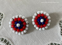 Vintage Red White Blue Patriotic Glass Beaded Earrings