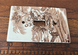 Vintage Clarice Cliff Tonquin Brown Transferware Light Switch Plates Made in England Set of 2