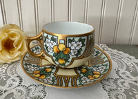 Antique Rosenthal Selb Bavaria Art Nouveau Oranges and Blossoms Teacup and Saucer