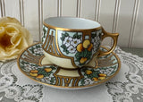 Antique Rosenthal Selb Bavaria Art Nouveau Oranges and Blossoms Teacup and Saucer
