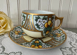 Antique Rosenthal Selb Bavaria Art Nouveau Oranges and Blossoms Teacup and Saucer