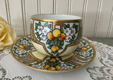 Antique Rosenthal Selb Bavaria Art Nouveau Oranges and Blossoms Teacup and Saucer