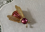 Vintage Joseph Warner Pink Rhinestone Bumble Bee Brooch Pin