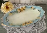 Vintage Hand-Painted Porcelain Yellow Rose Relish Tray Trinket Dish