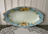 Vintage Hand-Painted Porcelain Yellow Rose Relish Tray Trinket Dish