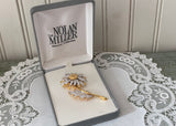 Nolan Miller Gold and Silver Pave Rhinestone Daisy Pin Brooch