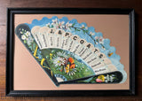 1883 J. & P. Coats Thread Advertising Fan Die-Cut Paper Trade Card Framed