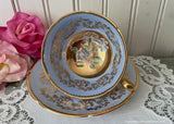 Vintage Royal Grafton Blue Violet Gold Gilt Teacup and Saucer