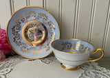 Vintage Royal Grafton Blue Violet Gold Gilt Teacup and Saucer