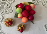 Vintage Berries Cherries and More Fruit Millinery Pin and Earrings Set