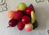 Vintage Berries Cherries and More Fruit Millinery Pin and Earrings Set