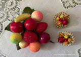 Vintage Berries Cherries and More Fruit Millinery Pin and Earrings Set