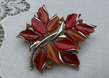 Vintage Coro Thermoset and Rhinestone Autumn Leaf Brooch