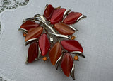 Vintage Coro Thermoset and Rhinestone Autumn Leaf Brooch