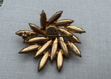 Vintage Brown Amber and Green Navette Rhinestone Brooch