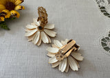 Vintage Enameled Sunflower Black-Eyed Susan Brooch and Clip Earring Set