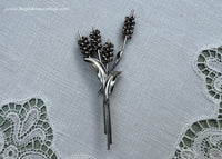 Vintage Signed Sterling Silver Cattails Pin