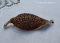 Vintage Weiss Pave Autumn Leave Brooch