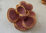 Joan Rivers Classics Collection Pink Rhinestone Camellia Flower Brooch and Earring Set Signed