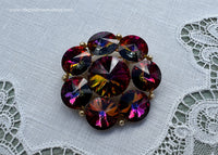 Vintage Weiss Watermelon Rivoli Rhinestone Brooch
