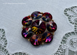 Vintage Weiss Watermelon Rivoli Rhinestone Brooch