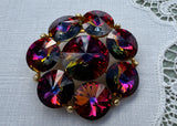 Vintage Weiss Watermelon Rivoli Rhinestone Brooch