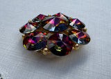 Vintage Weiss Watermelon Rivoli Rhinestone Brooch