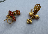 Vintage Fall Colors Rhinestone Brooch and Earring Set - The Pink Rose Cottage 