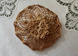 Vintage Spun Wire Flower Brooch Montana Blue and Aurora Borealis Rhinestones