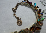 Vintage Lisner Amber Aurora Borealis Rhinestone Necklace and Earrings Set - The Pink Rose Cottage 