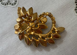Vintage Aurora Borealis Rhinestone Flower and Leaf Spray Brooch