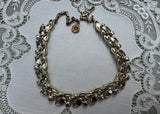 Vintage Lisner Amber Aurora Borealis Rhinestone Necklace and Earrings Set - The Pink Rose Cottage 