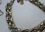 Vintage Lisner Amber Aurora Borealis Rhinestone Necklace and Earrings Set - The Pink Rose Cottage 