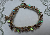 Vintage Lisner Amber Aurora Borealis Rhinestone Necklace and Earrings Set - The Pink Rose Cottage 