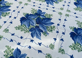 Vintage Blue Leaves and Hydrangea Tablecloth