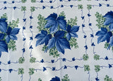 Vintage Blue Leaves and Hydrangea Tablecloth